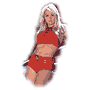 PVC-Top-And-Shorts - V7049 - Red PVC top and shorts set with lace up fronts